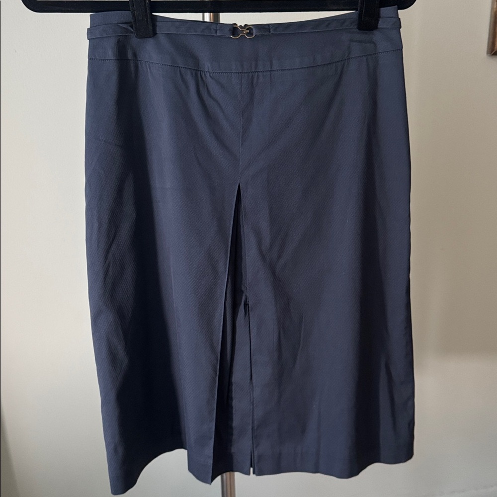 Paris designer Anne Willi’s navy skirt